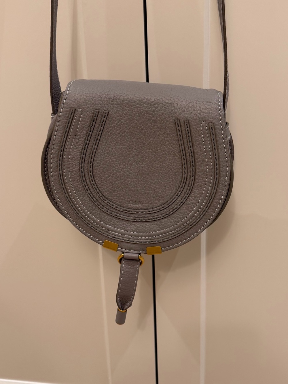 Chloe Small Marcie Saddle Bag in cashmere Gray like new - Picture 7 of 16